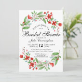 Invitation Fête des mariées florale aux fleurs rouges (Debout devant)