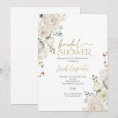 Invitation Fête des mariées florale blanche (Devant / Derrière)