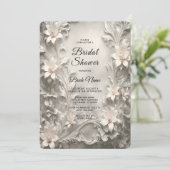 Invitation Fête des mariées florale blanche (Debout devant)