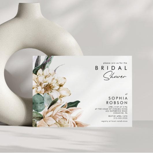 Invitation Fête des mariées florale blanche