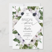 Invitation Fête des mariées florale blanche de l'anémone (Devant)
