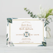 Invitation Fête des mariées florale blanche Feuille d'anémone (Debout devant)