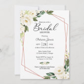 Invitation Fête des mariées florale blanche géométrique (Devant)