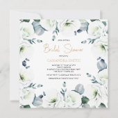 Invitation Fête des mariées florale blanche Lisianthus Succul (Devant)