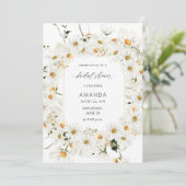 Invitation Fête des mariées florale blanche margueuse (Debout devant)