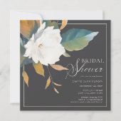 Invitation Fête des mariées florale blanche moderne (Devant)