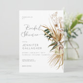 Invitation Fête des mariées florale blanche moderne séchée (Debout devant)