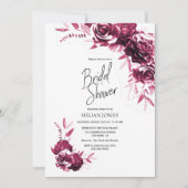 Invitation Fête des mariées florale blanche rose (Devant)