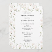Invitation Fête des mariées florale blanche rose (Devant / Derrière)