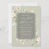 Invitation Fête des mariées florale blanche Sage Green (Devant)