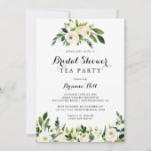 Invitation Fête des mariées Florale Blanche verdure Tea Party (Devant)