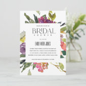 INVITATION FÊTE DES MARIÉES FLORALE BLEU BURGUNDY JAUNE CLAIR (Debout devant)