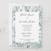 Invitation Fête des mariées florale Bleu Chic (Devant)