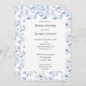 Invitation Fête des mariées florale Bleu Chic (Devant / Derrière)