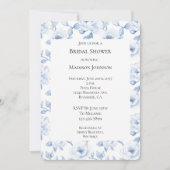 Invitation Fête des mariées florale Bleu Chic (Devant)