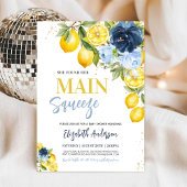 Invitation Fête des mariées Florale bleu citron