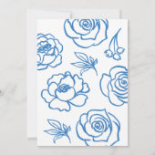 Invitation Fête des mariées florale bleu dessinée à la main (Dos)