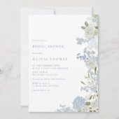 Invitation Fête des mariées florale Bleu Doux (Devant)