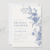 Invitation Fête des mariées florale bleu Dusty (Devant)