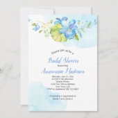 Invitation Fête des mariées florale bleu et blanc (Devant)