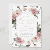 Invitation Fête des mariées florale Bleu exquise (Devant)