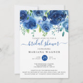 Invitation Fête des mariées florale bleu marine Invitati (Devant)