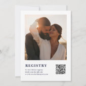 Invitation Fête des mariées florale bleu marine Photo QR Code (Dos)