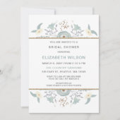 Invitation Fête des mariées florale bleu poussiéreux (Devant)