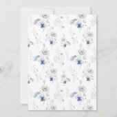 Invitation Fête des mariées florale bleu poussiéreux (Dos)