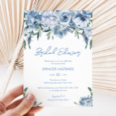 Invitation Fête des mariées florale bleu-poussiéreux moderne