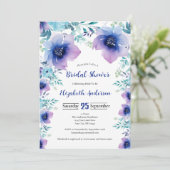 Invitation Fête des mariées Florale bleu violet (Debout devant)