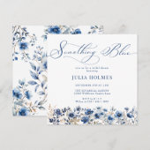 Invitation Fête des mariées florale bleue (Devant / Derrière)