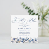 Invitation Fête des mariées florale bleue (Debout devant)