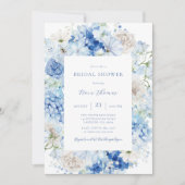 Invitation Fête des mariées Florale Bleue (Devant)