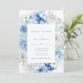 Invitation Fête des mariées Florale Bleue (Debout devant)