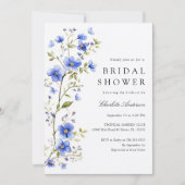 Invitation Fête des mariées Florale Bleue (Devant)