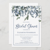 Invitation Fête des mariées Florale Bleue (Devant / Derrière)