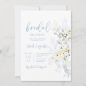 Invitation Fête des mariées florale bleue (Devant)