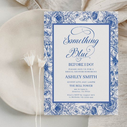 Invitation Fête des mariées Florale Bleue