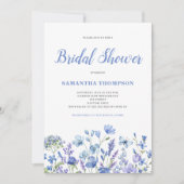Invitation Fête des mariées Florale Bleue (Devant)