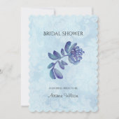 Invitation Fête des mariées Florale Bleue (Devant)
