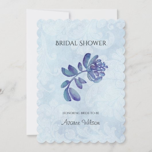 Invitation Fête des mariées Florale Bleue (Devant)
