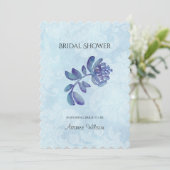 Invitation Fête des mariées Florale Bleue (Debout devant)