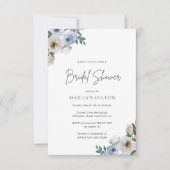 Invitation Fête des mariées Florale Bleue (Devant)