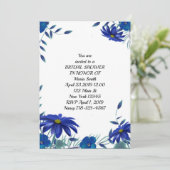 Invitation Fête des mariées Florale Bleue (Debout devant)