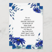 Invitation Fête des mariées Florale Bleue (Devant / Derrière)