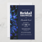 Invitation Fête des mariées florale bleue élégante (Devant)