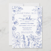 Invitation Fête des mariées florale bleue et blanche (Devant)