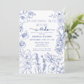 Invitation Fête des mariées florale bleue et blanche (Debout devant)