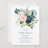 Invitation Fête des mariées florale Blush Navy (Devant)